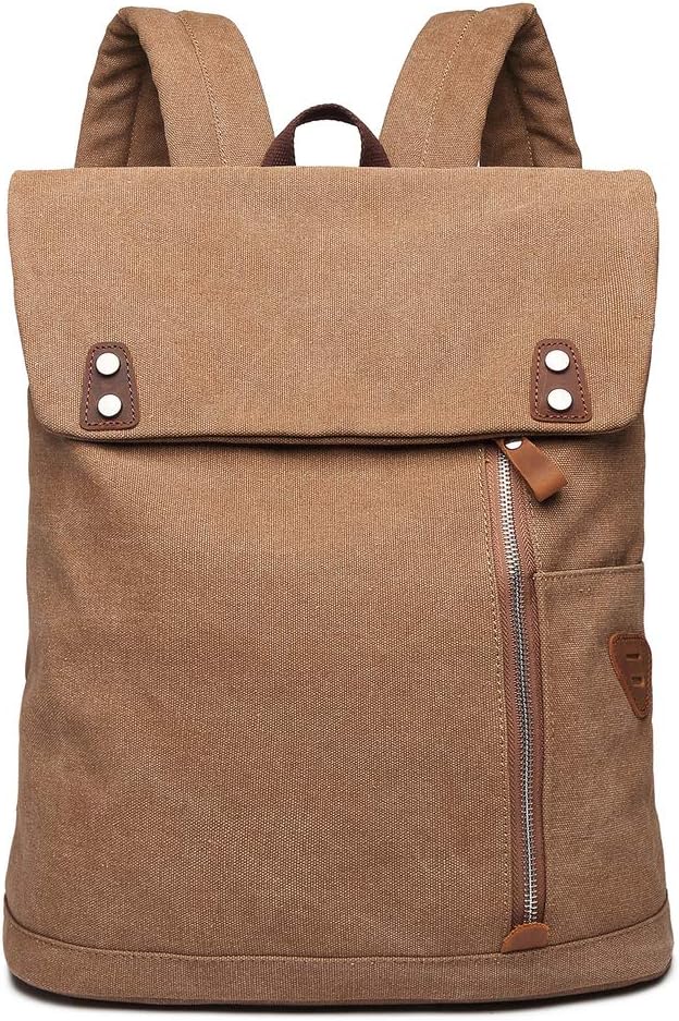 Wxnow Backpack Bookbag Laptop Backpack for Women Men Vintage Canvas Laptop Rucksack College Daypack Travel Laptop Bookbag Fits 15 inch Notebook Brown