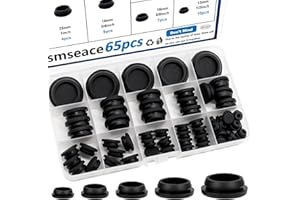 smseace 65Pcs Rubber Plugs 6-Sizes 1" 3/4" 5/8" 1/2" 3/8" 1/4" Assorted Sizes Rubber Plugs for Holes for Furniture,Offices,Kitchens