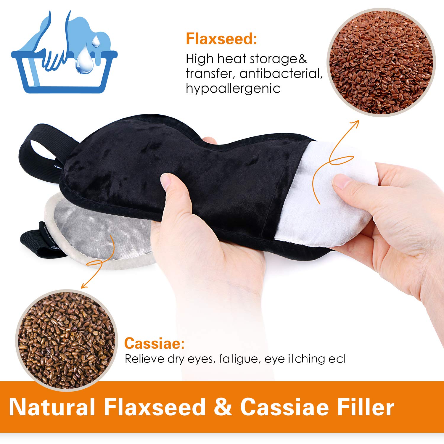 Eye Mask for Sleeping,ink-topoint Hot Eye Mask for Dry Eyes,Microwave Heated Eye Mask,Removable Filler Steam Eye Patches to Relieve Tired Eye,Dark Circle,Sleep mask for Relaxing/Nap / Bedtime(2-PACK)