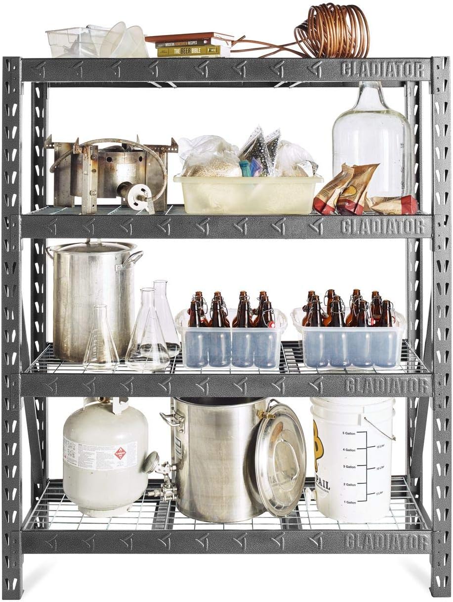 gladiator garage shoe rack on Amazon Com 60 Wide Heavy Duty Rack With Four 18 Deep Shelves Home Improvement