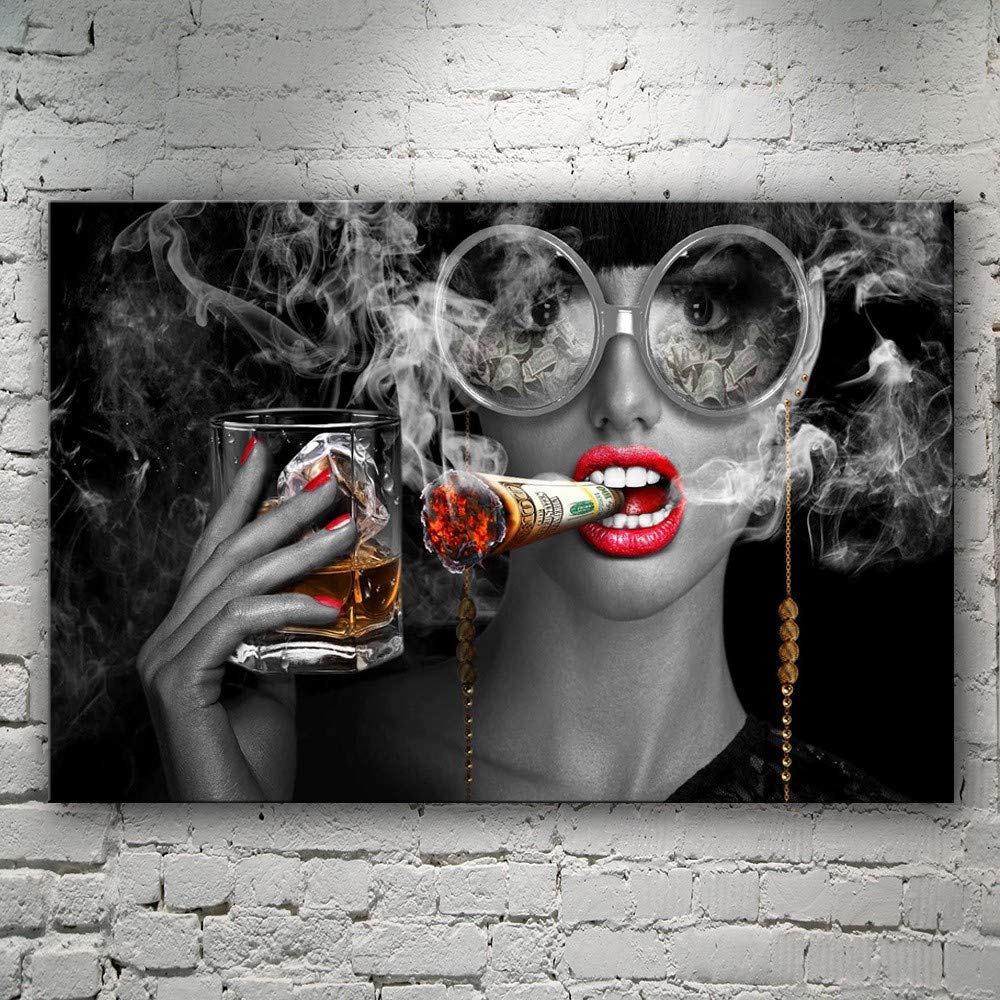 Diamond Painting Package Full Diamond-5D Diamond Art Set for Tobacco and Alcohol Girl Starter Painti