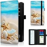 BPQOJB Checkbook Cover for Men and Women Personal Checkbook PU Leather Check Book Credit Card Holder Wallet with RFID Protection & Built-in Pen Holder for Duplicate Checks,Seashell On Beach