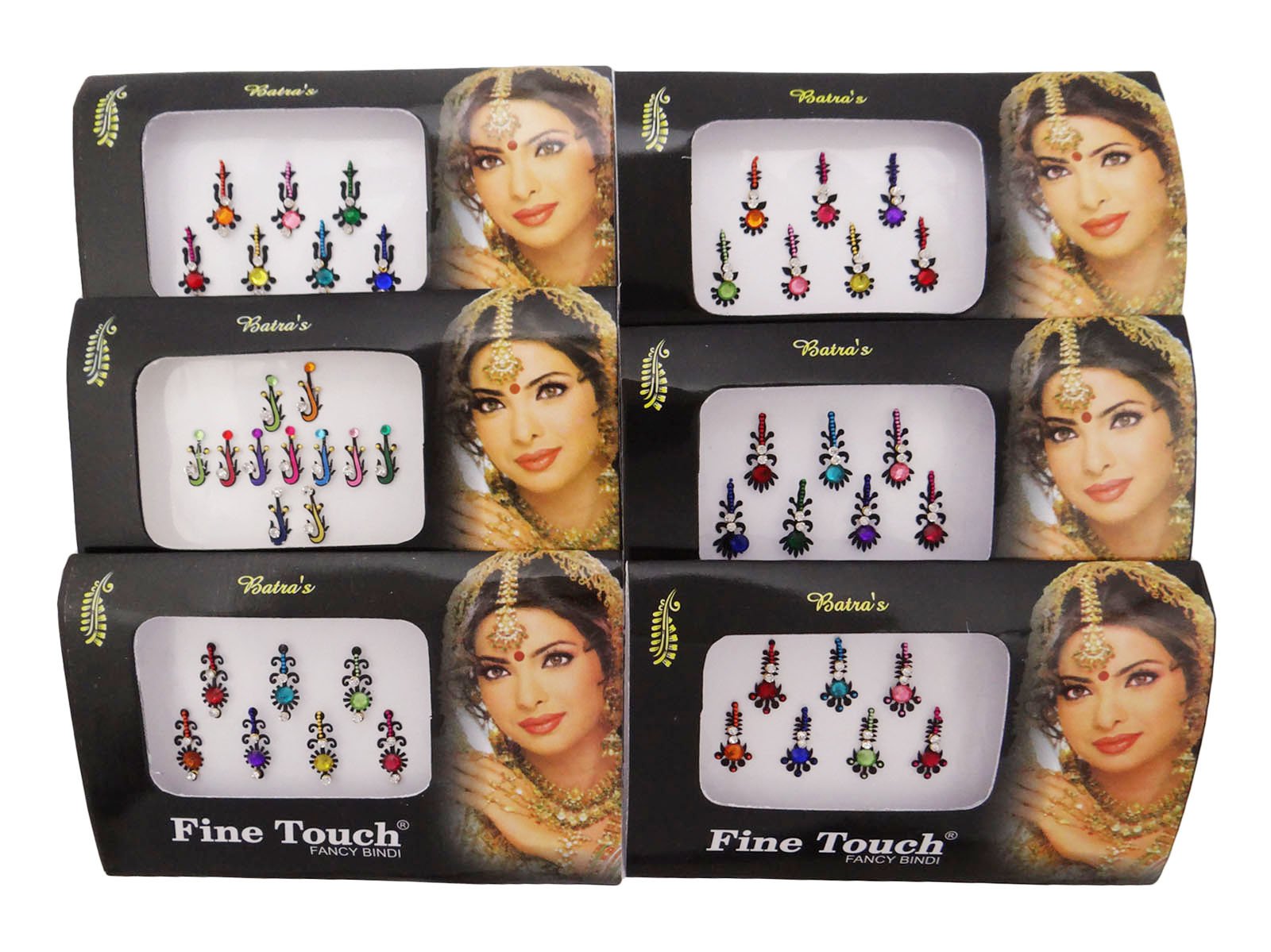 Banithani 6 Pcs Bindi Traditional Indian Tattoo Temporary Forehead Sticker Fashion Jewelry