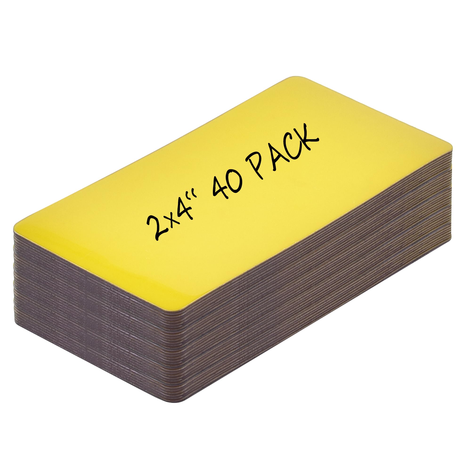 Realth Magnetic Dry Erase Labels | 40 Pcs 5CM x 10CM Yellow | Reusable Erasable Write | for Classroom Home Office Whiteboard Refrigerator Crafts Name Tags (RML4430Y)