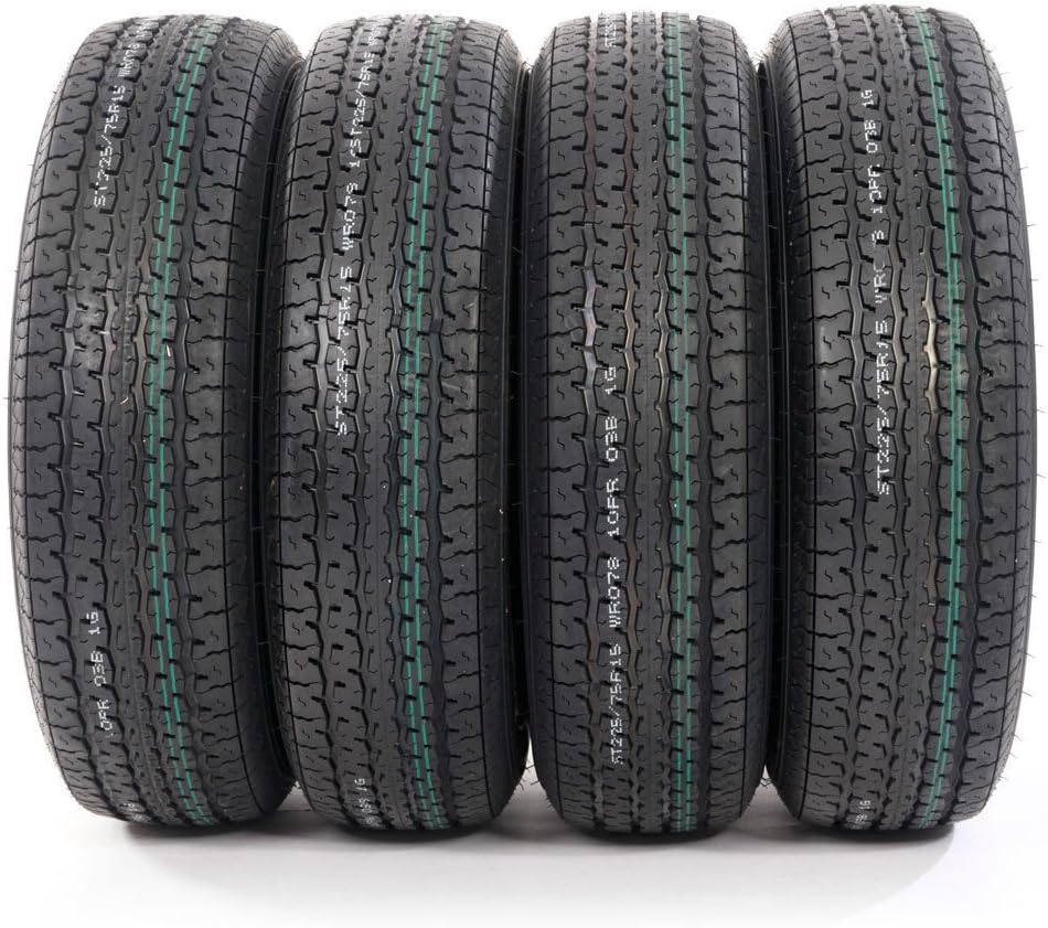 MILLION PARTS Set of 4 ST225/75-15 10 Ply E Load Radial Trailer Tires 2257515 22575R15