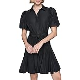 KARL LAGERFELD Womens Embellished Puff Sleeve Taffeta a Line Dress