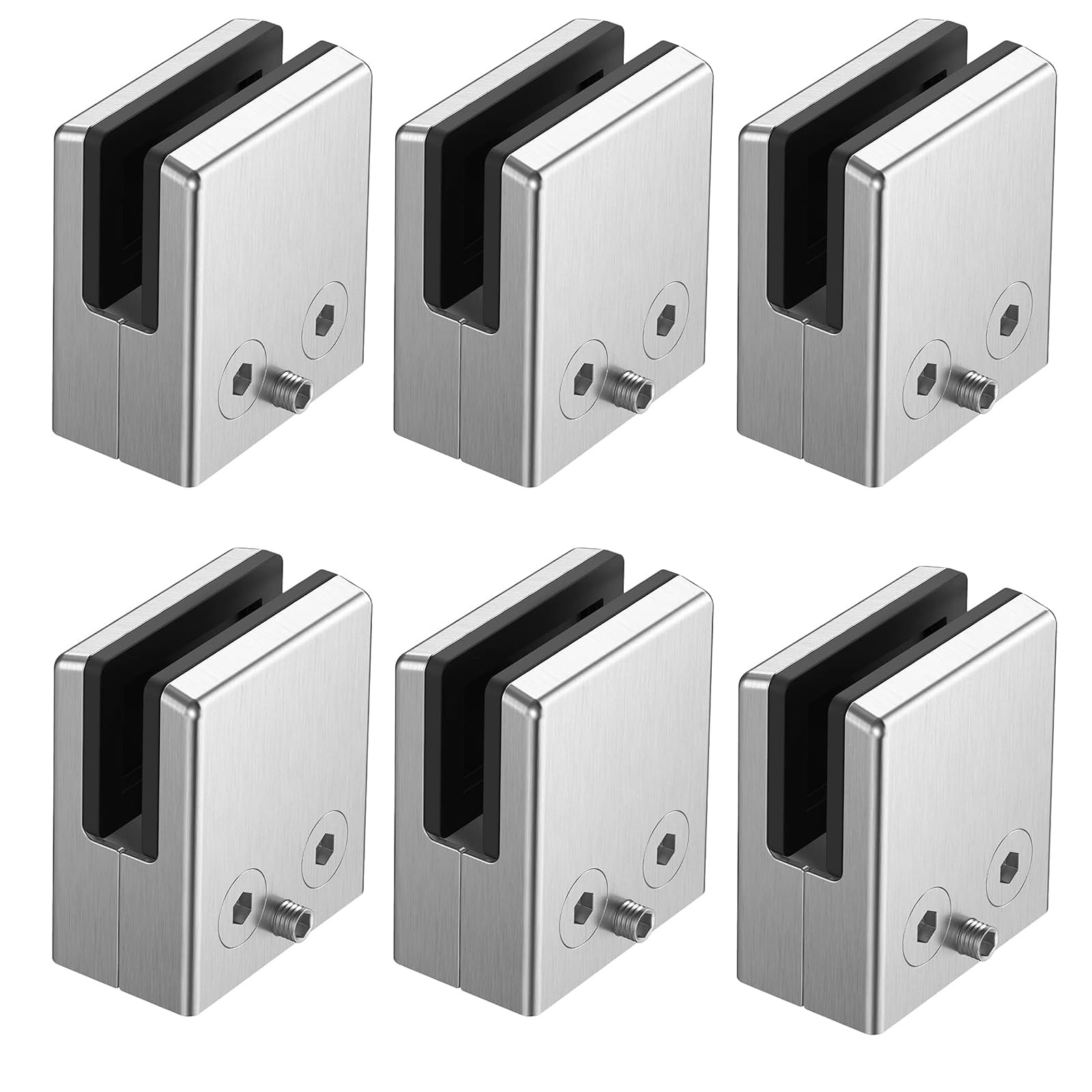 Cokritsm Stainless Steel Glass Clamps 8-10mm, Glass Clips Adjustable Glass Clamp Bracket for Balustrade Staircase Handrail, Glass Clamps Clip Holder for Stair Window 6pcs