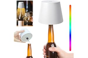 TAGYSH Wireless Bottle Lamp, Pridola Wireless Bottle Lamp, Embedded Wireless Bottle Lamp Shade, Rechargeable, Touch Switch, RGB Colorful Mode, Suitable for Bar, Restaurant, Camping, Party（1PC/White）