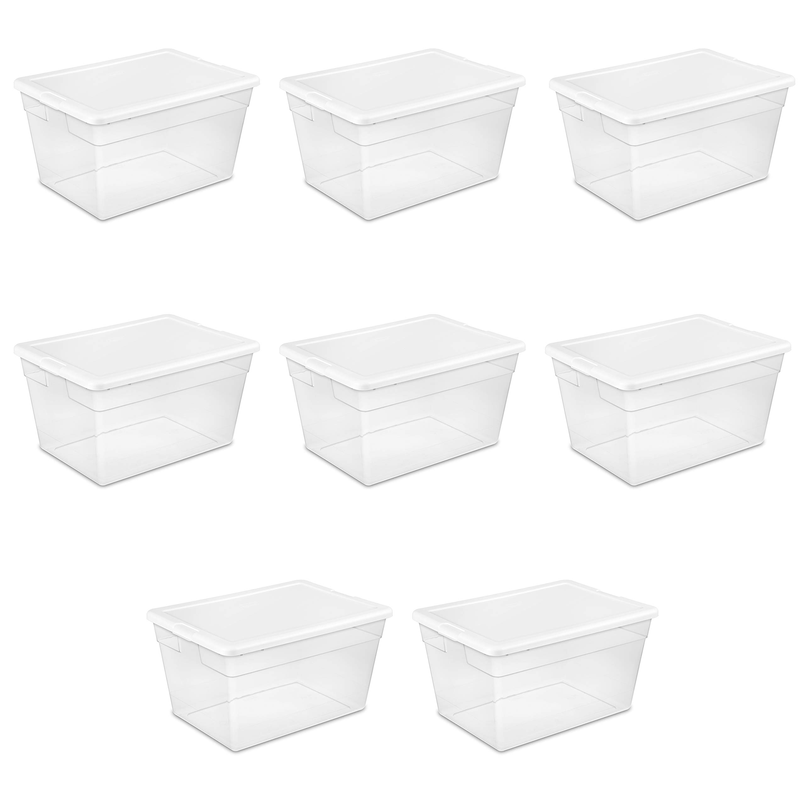 Sterilite 16598008 56 Quart/53 Liter Storage Box, White Lid w/ Clear