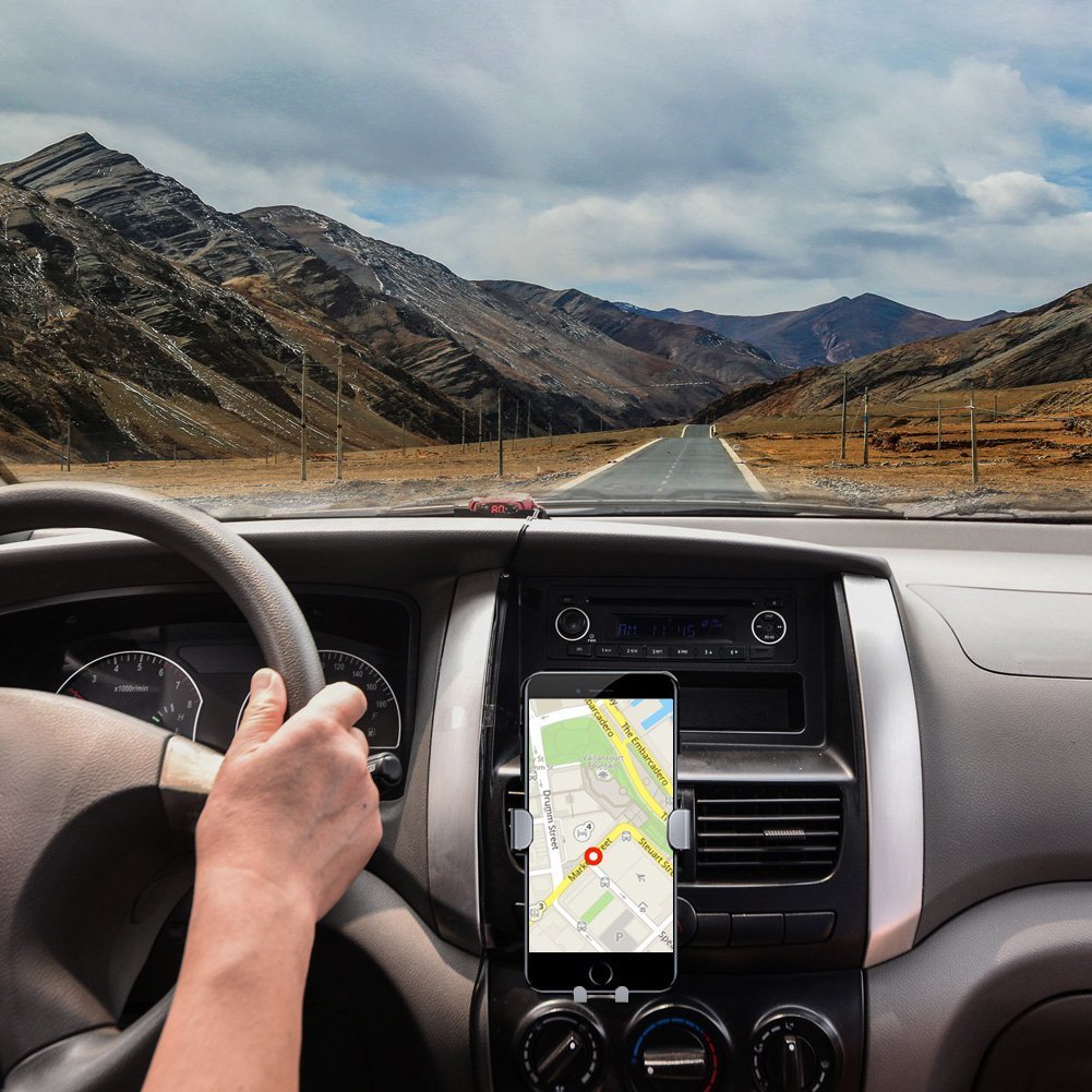 Car Phone Mount, Newper Universal Car Air Vent Phone Mount Cradle with Auto Lock&Release for iPhone X/8/ 8+/7/7 Plus/6/6S,Galaxy S9/S9 Plus/S8/S7/S6, Nexus, HUAWEI and other Smart Phones (Silver)