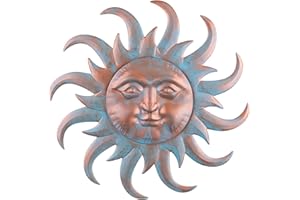 VZVXCC Sun Metal Wall Art Outdoor Decor - Cute Sun Face Metal Wall Sculpture Statues Wall Art Hanging Decoration for Indoor Outdoor,Garden, Home, Farmhouse, Fence Balcony Patio and Bedroom