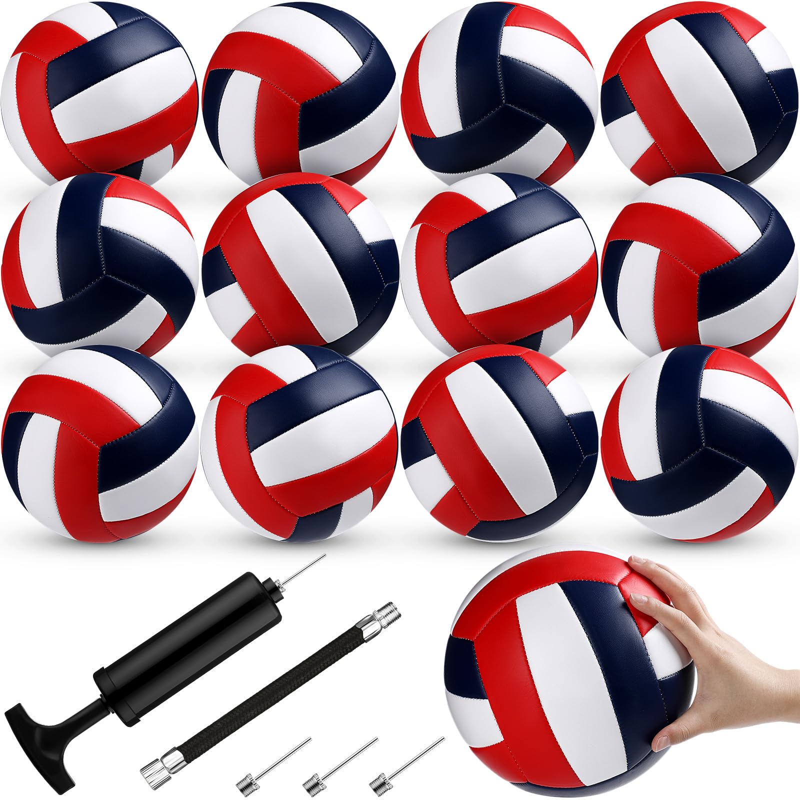 Photo 1 of ** Does not include valves** Meooeck 12 Pcs Volleyballs Official Size 5 Volley Balls Bulk Practice Volleyballs Indoor Outdoor Soft Recreational Volley Ball with Pump for Beginner for Gym Training Beach Pool(Stylish Color)