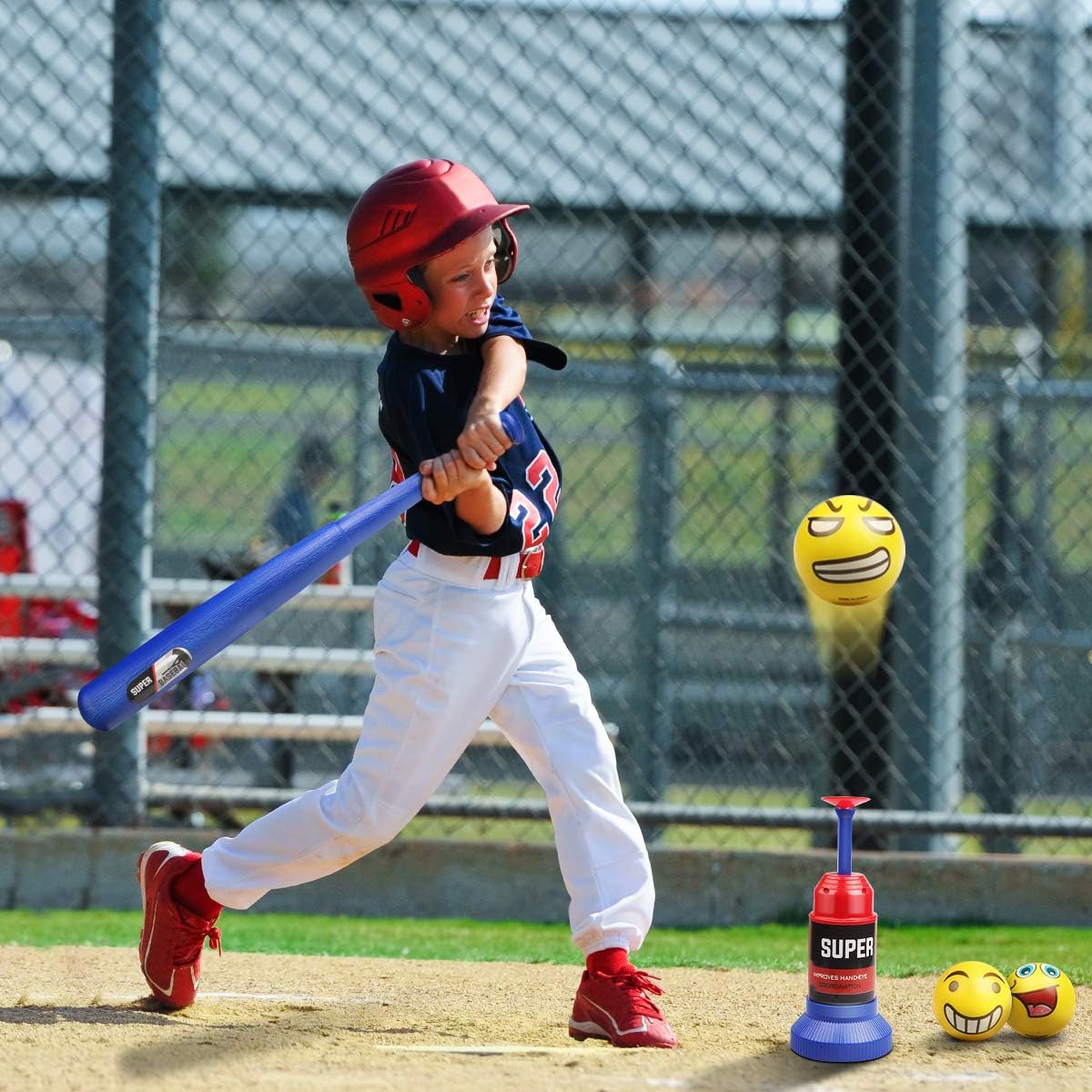 Lydaz Tee Ball Set, Automatic Baseball Launcher with 5 Soft Balls and Stretchable Bat - Toddler Outdoor Toys for 2 3 4 Year Olds Boys & Girls: Sports & Outdoors