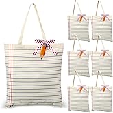 Paterr 6 Pcs Back to School Teacher Gift Bags Reusable Canvas Tote Bags Aesthetic Grocery Bag with Apple Ribbon and a Pencil Tag End of Year Appreciation Gifts for Women Teachers