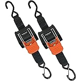 CargoBuckle G3 2-Inch Retractable Ratchet Tie-Down System - Heavy Duty Straps with Dual S-Hooks, 2,500 lbs Break Strength, 2-Pack