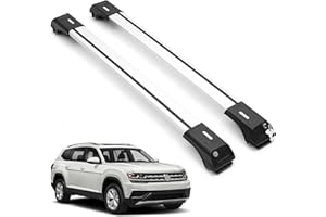 ERKUL Roof Rack Cross Bars for VW Volkswagen Atlas 2018-2024 | Anti-Theft Lock Aluminum Crossbars for Rooftop, Cargo Carrier, Luggage, Kayak, Canoe, Bike | Silver