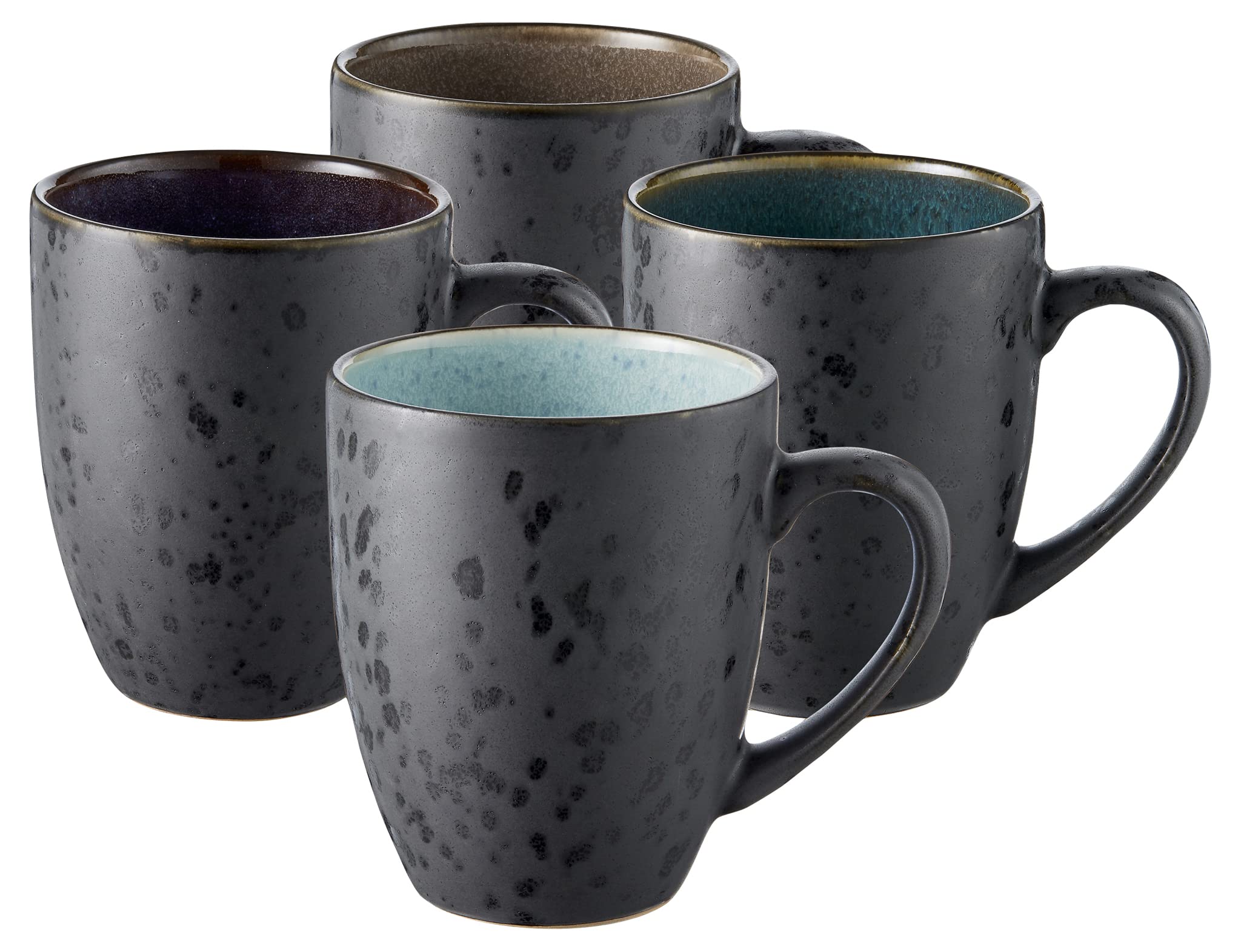 BITZ Coffee Mugs, Stoneware Mugs, Coffee Cups with Handles, Set of 4, Two-Tone, 30 cl