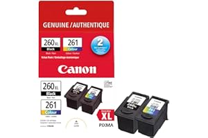 Canon Genuine Ink Cartridges PG-260XL Black/CL-261 Colour, High-Yield Value Pack (2 Count), Original Canon Printer Ink for PI