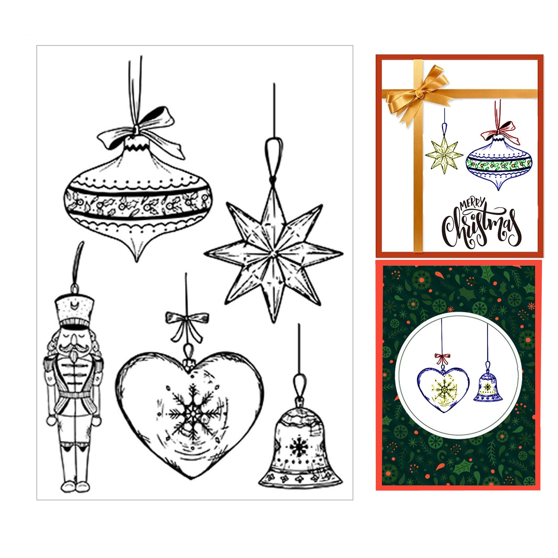 arriettycraft Christmas Baubles Clear Stamps for Card Making or Journals Stars Hanging Ornaments Transparent Silicone Stamp for Scrapbooking Art Journals Album Paper Crafting