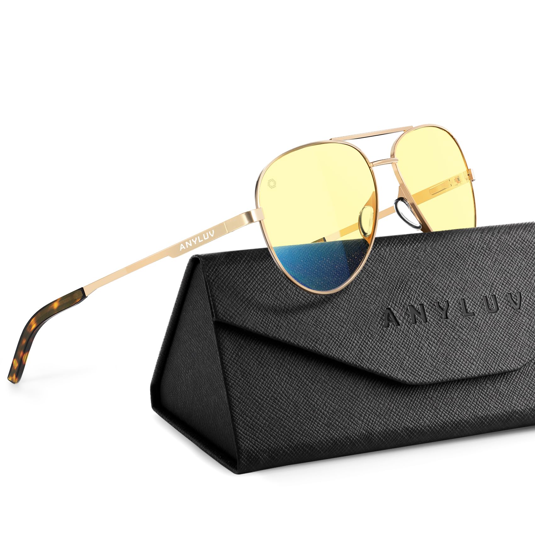 Photo 1 of ANYLUV Blue Light Blocking Glasses Men, Pilot Style Computer Gaming Glasses Lightweight Metal Frame & Comfortable Nose Pad