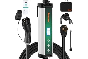 ROMAA Level 1 Level 2 EV Charger Fast Charging (110V-240V, 40A, NEMA 14-50 Plug), 25ft Charging Cable, Portable EV Charger Level 2 for SAE J1772 EVs, App Control, Easy to Use, NEMA 5-15 Adapter
