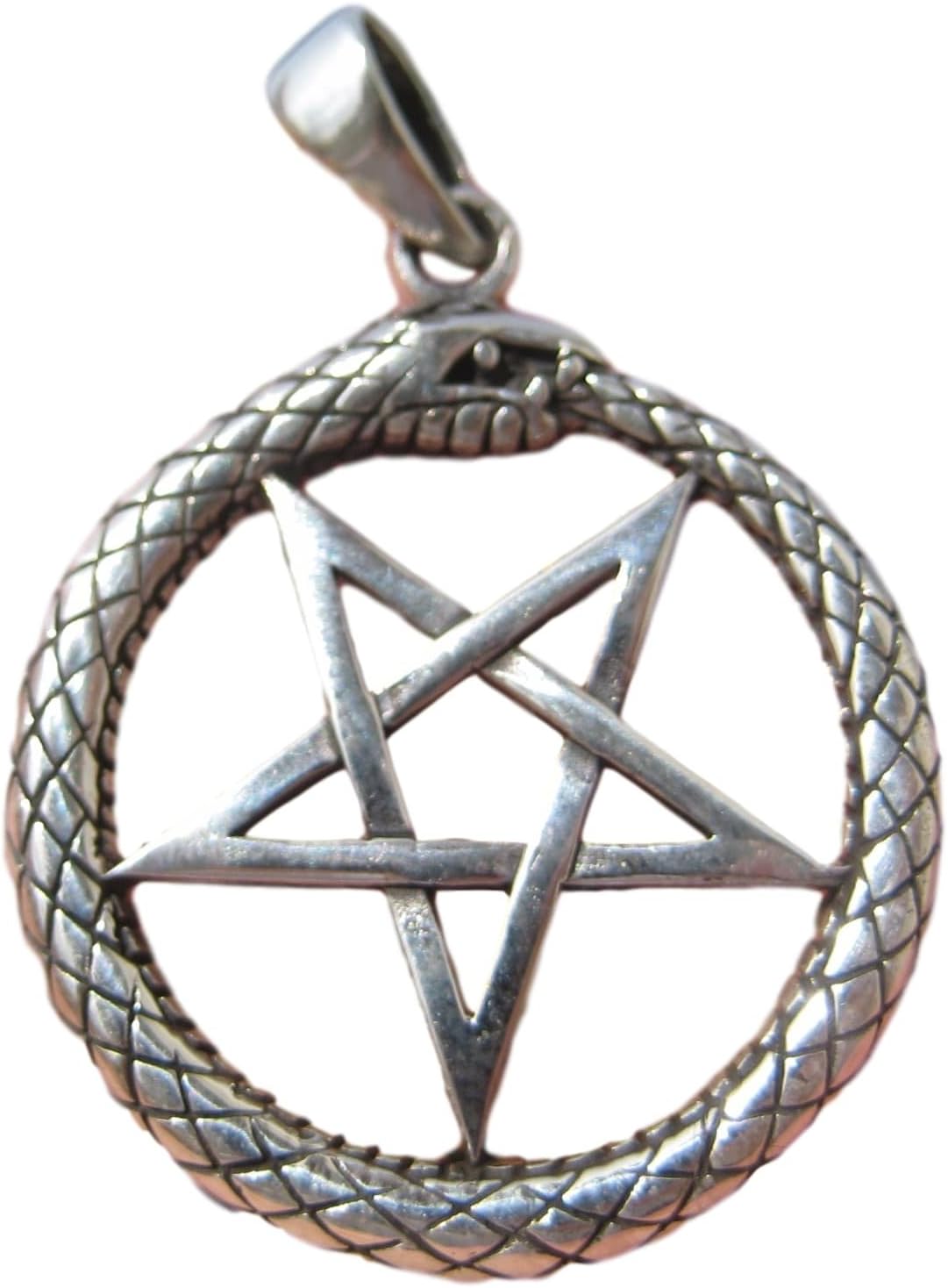 925 Silver Snake Inverted Upside Down Pentagram Pendant Necklace Jewelry Art A14