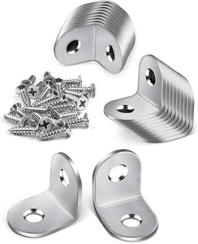 JatilEr 20x Stainless Steel 20mm Angle Brackets 90 Degree L Corner Brace w/ 40