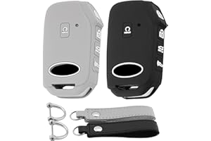 Koaudb for Kia Key Fob Cover 5 Buttons Rubber Full Covers Protection Keys Shells Keychains Fit for Kia Cerato Ceed Forte NIRO Seltos Sorento Sportage Soul Telluride Key Fob Protector 2 Pack (Ki-BG)