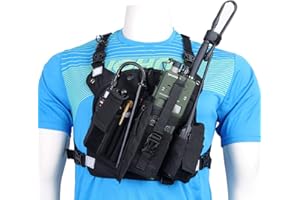Abbree Front Pack Pouch Holster Vest Rig Chest Bag Carry Case for Baofeng Ham Radio UV-5R BF-F8HP Pro 5RM K5 Plus DM32 AR-152 Two Way Radio Walkie Talkie Case(PT-09)