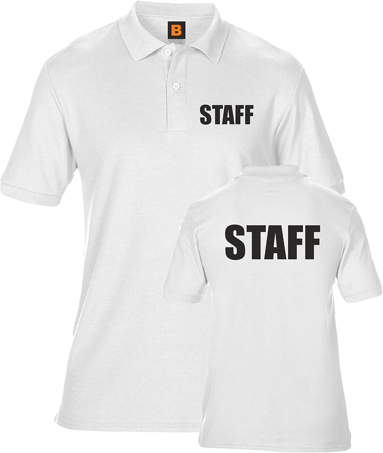 Staff Printed White Polo Shirt, Event Clothing, Staff Work Wear Amazon