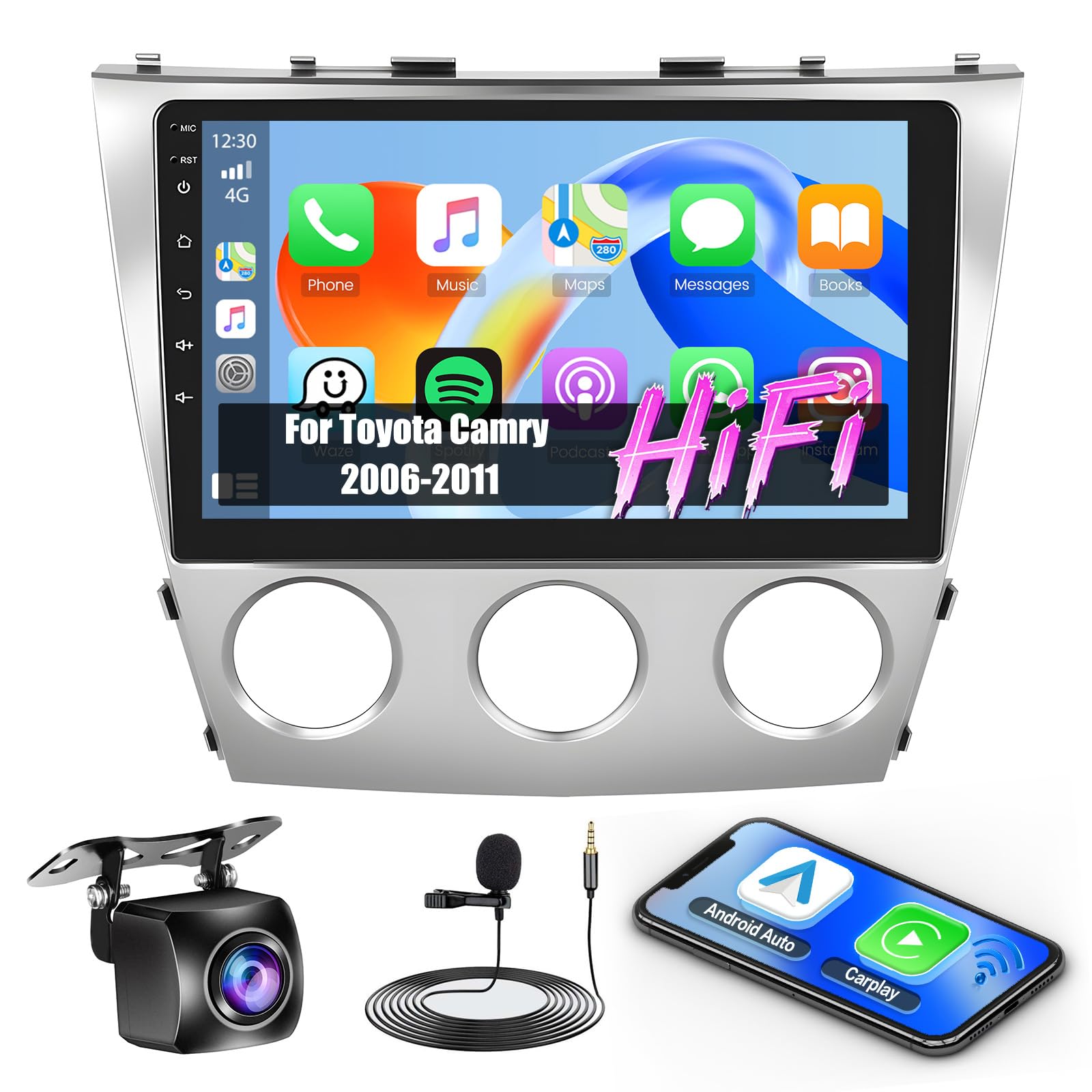 Photo 1 of [Manual A/C] Android Car Radio for Toyota Camry 2006-2011, 10.1'' Touch Screen Bluetooth Radio with Wireless CarPlay Android Auto, HiFi, GPS Navi, Mirror Link, Bluetooth, WiFi, FM RDS, 2+64G