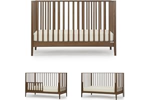 dadada LaLa 3 in 1 Convertible Crib - Converts into Toddler Bed & Daybed - Made in Italy - 3 Adjustable Mattress Heights - Solid Beech Wood (Walnut)