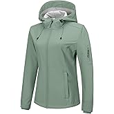 Outdoor Ventures Women's Softshell Jacket with Hood Fleece Lined Warm Lightweight Waterproof Insulated Windbreaker