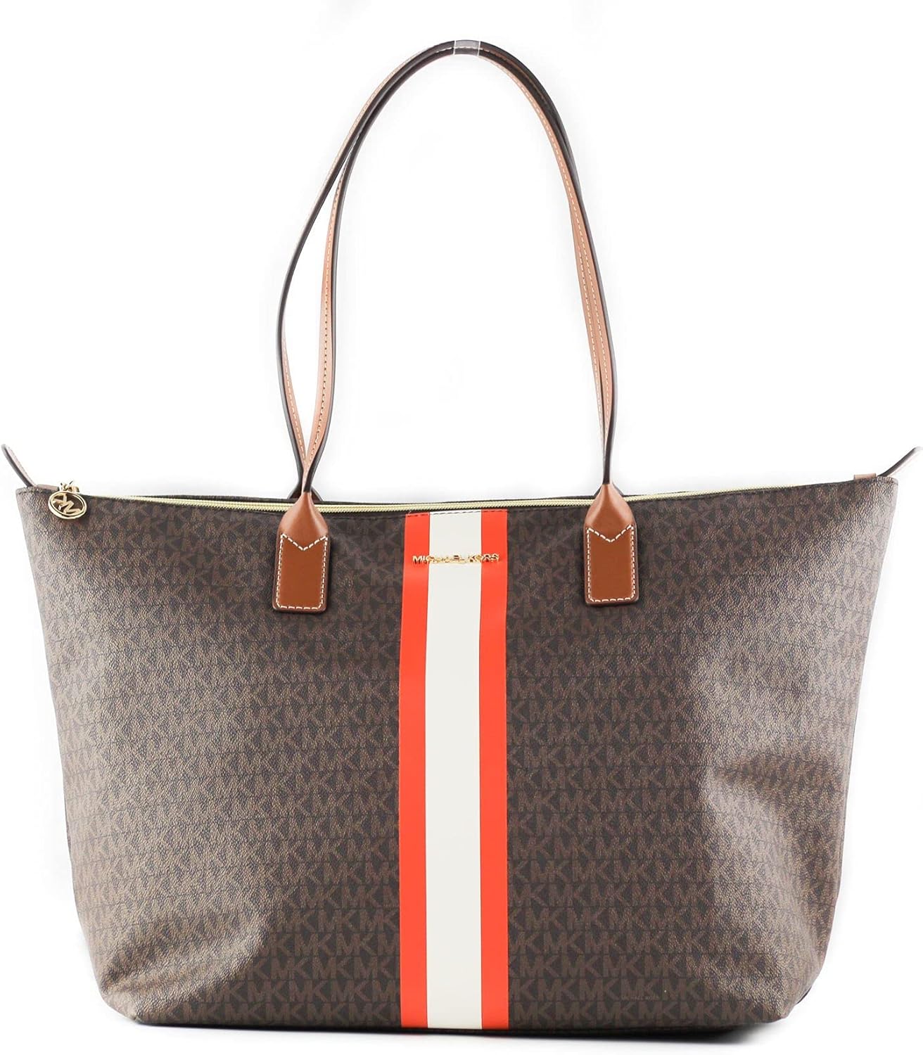 Michael Kors Logo Stripe Large Zip Top Travel Tote Bag Tangerine Multi Amazon.co.uk Shoes & Bags