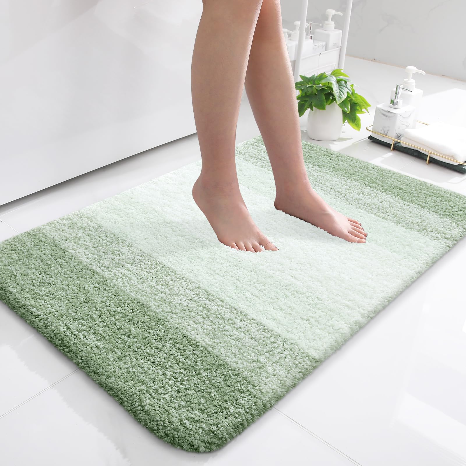 Photo 1 of OLANLY Bathroom Rugs Mat 36x24, Extra Soft Absorbent Microfiber Bath Rugs, Rubber Backing, Quick Dry, Machine Washable Bath Mats for Bathroom Floor, Tub and Shower, Home Decor Accessories, Sage Green