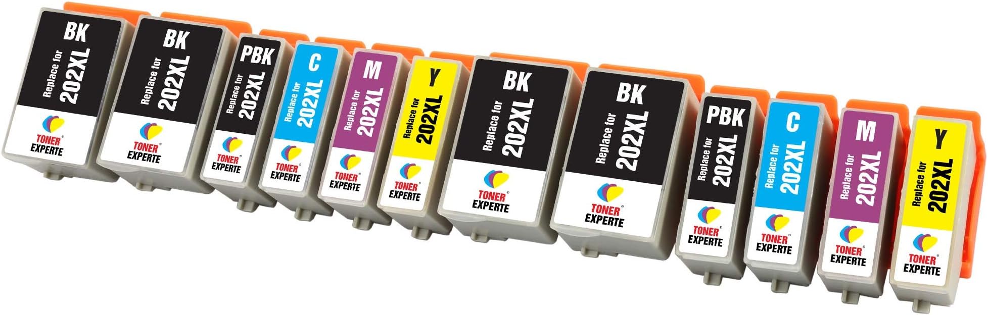TONER EXPERTE® 12 XL (2 SETS + 2 BLACK) Compatible Ink Cartridges Replacement for Epson 202XL 202 XL Expression Premium XP-6000 XP-6100 XP-6005 XP-6105 | High Capacity