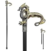 Gothic Dragon Cane Walking Stick - Single Point Walking Cane for Men, Seniors Balance - Collapsible 2 Pc Shaft Travel Stick For Mobility, Stability, Knee Support- Elderly Assistance Products, 37" Gold
