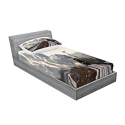 Ambesonne Steam Engine Fitted Sheet & Pillow Sham