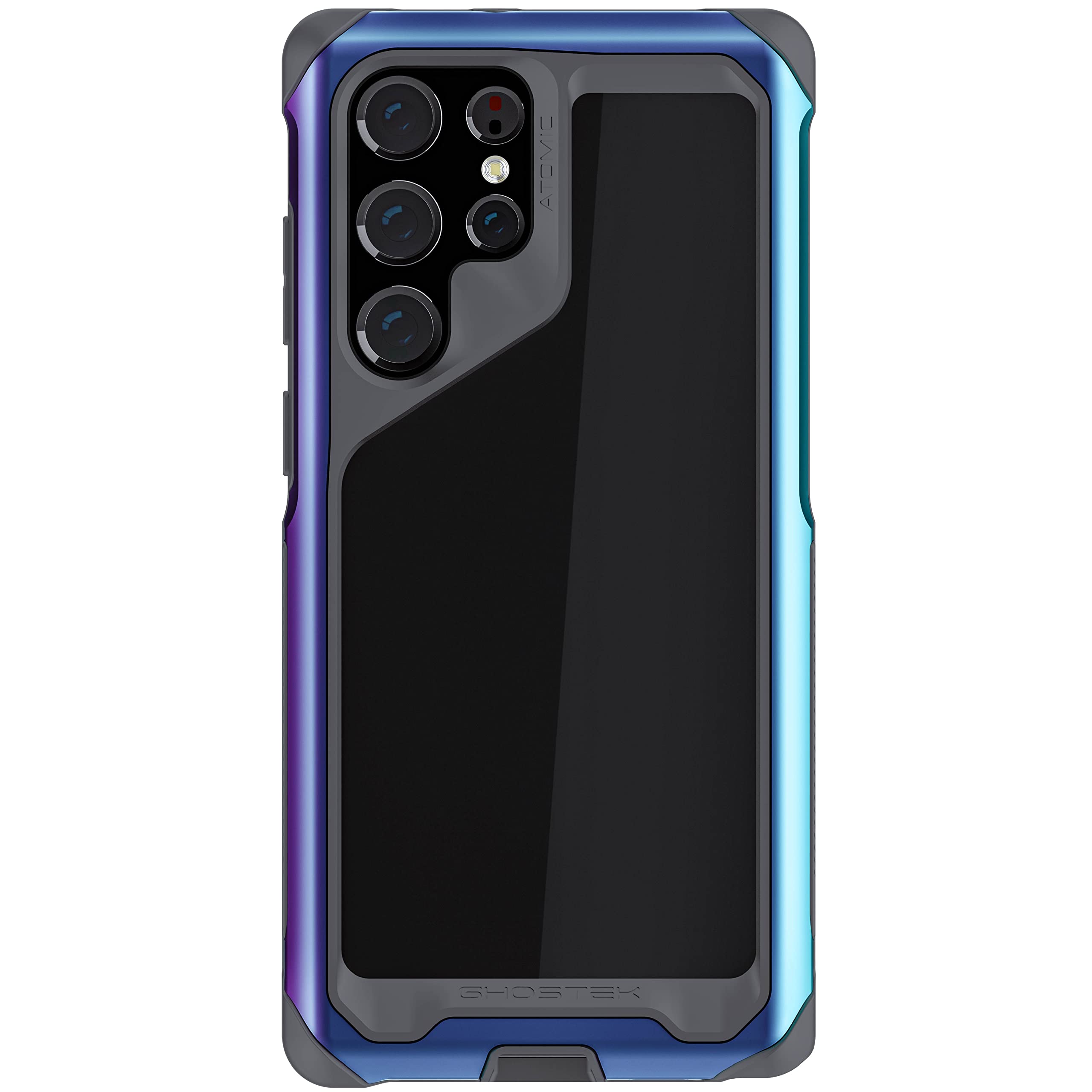 Photo 1 of Ghostek ATOMIC slim S22 Ultra Phone Case with Clear Back, Iridescent Aluminum Bumper and S-Pen Stylus Cutout Shockproof Phone Cover Designed for 2022 Samsung Galaxy S22 Ultra 5G (6.8 Inch) (Prismatic)