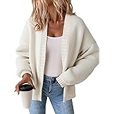 Women’s Chunky Knit Cardigan Open Front Sweater, Oversized Lantern Sleeve Fall Winter Loose Knitwear Casual Outwear Jacket