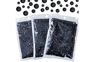 Duflash 25000 Pcs Black Resin Flatback Rhinestone, 3 mm 4 mm 5 mm Jelly Resin Non Hotfix Rhinestones for Crafts DIY Design, Tumblers, Clothes, Makeup, Nail Art