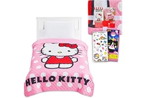 Hello Kitty Twin Bedding Set - Quilted Bedspread, Stickers, Bookmark, Cat Door Hanger - Multicolor - Twin Size