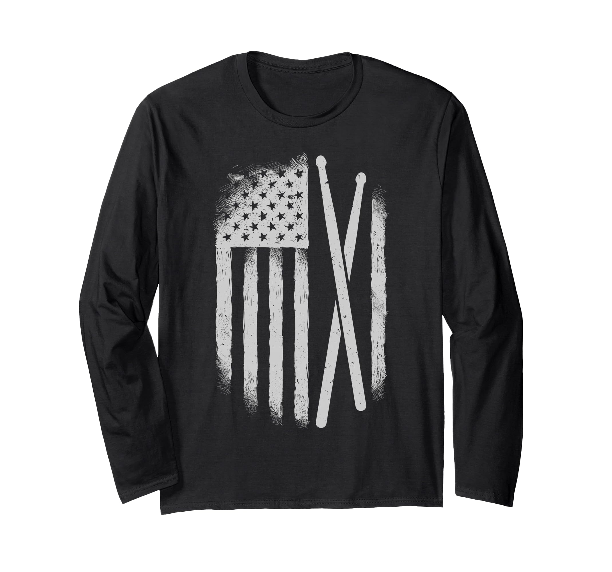 American Flag Drumsticks USA Drummers Vintage Drum Sticks Long Sleeve T-Shirt