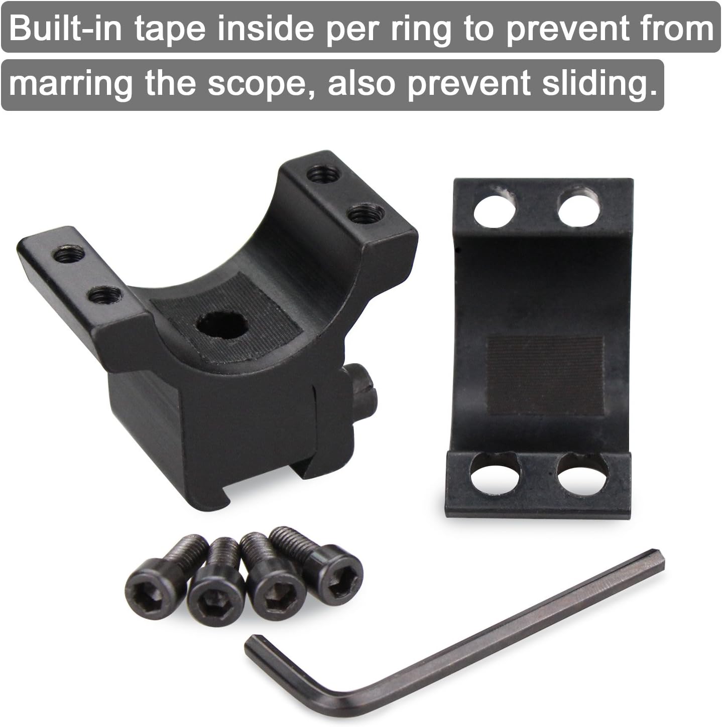 Modkin 1'' Dovetail Scope Rings, Medium Profile Scope Mounts for 11mm Dovetail Rails - 2 Pieces (One has Stop pin) : Sports & Outdoors