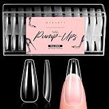 Makartt Long Coffin Nail Tips 504pcs Clear Full Cover 21 Sheets 10 Sizes