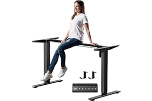 CROWNFURN Electric Standing Desk Frame, Height Adjustable Table Legs with 3 Memory Controller,Up to 47.2",Ergonomic Stand Up Desk Base Workstation for Home Office, Black Frame Only