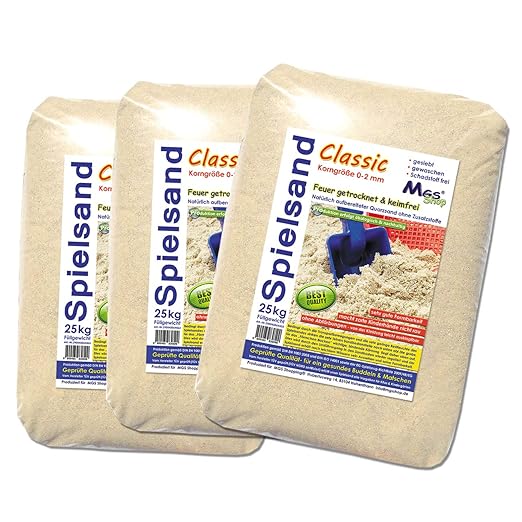 MGS SHOP 75kg Spielsand Quarzsand TÜV geprüft TOP Qualität 0-2 mm Sandkasten (ohne Schaufel)