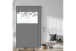 WochiTV Magnetic Thermal Insulated Door Curtain Fits Door Size 40" x 80", Durable Waterproof Cloth, Polyester Fiber Filling, Weatherproof, Windproof, Reduce Noise, Visible Panels, Side Opening, Gray