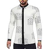 OYOZONE Men's African Traditional Pattern Print Shirt Casual Long Sleeve Button Down Shirts Luxury Printed Dashiki for Men
