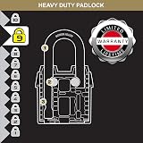 Master Lock Heavy Duty Outdoor Padlock 100 Year Logo Black 97x54x32mm view 4